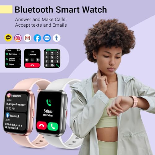 Smartwatch for Women, Compatible with Android & iPhone, 1.8'' Fitness Tracker Watch with Alexa, Call & Notification Alerts, Heart Rate & Sleep Monitor, 120 Sports Modes, Waterproof Watch for Women