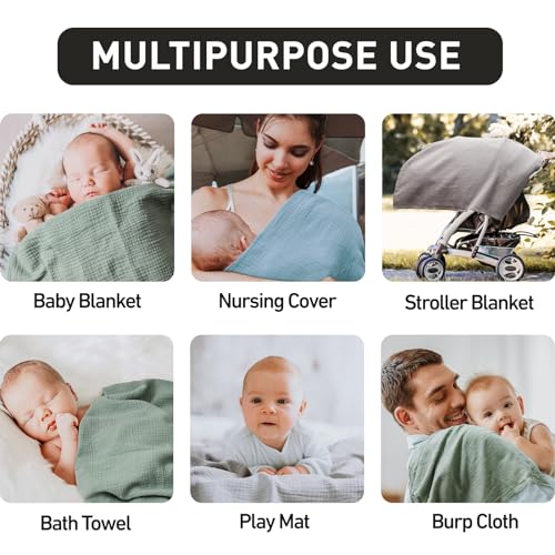 GLLQUEN BABY Muslin Swaddle Blankets for Boys and Girls, 3-Pack Baby Blankets for Girl Boy, Newborn Receiving Blanket, Baby Swaddle Blanket Unisex, Baby Essentials, Registry & Gift