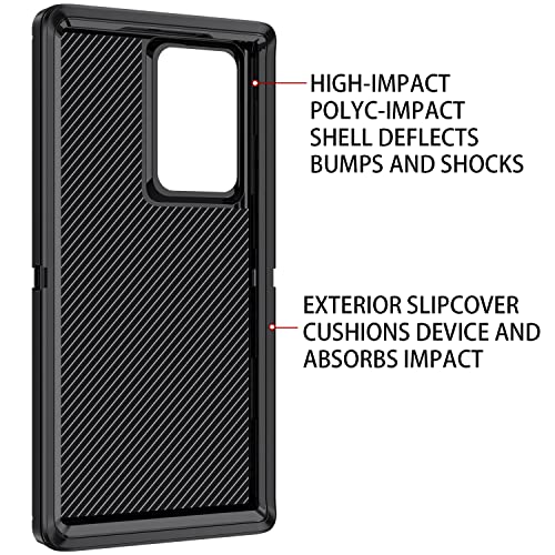 RegSun for Galaxy Note 20 Ultra Case,Shockproof 3-Layer Full Body Protection [Without Screen Protector] Rugged Heavy Duty High Impact Hard Cover Case for Galaxy Note 20 Ultra,Black