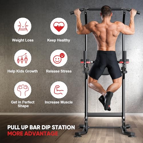 Pull Up Bar Station, Power Tower Dip Bar for Pull-up Push-up Multi-function Home Gym Strength Training Workout Equipment