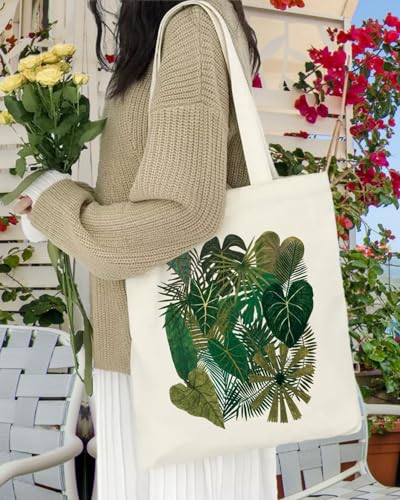 Nioobager Canvas Tote Bag for Women with Inner Pocket, Aesthetic Shoulder Book Bags Gift Totes Shopping Reusable Grocery Bags
