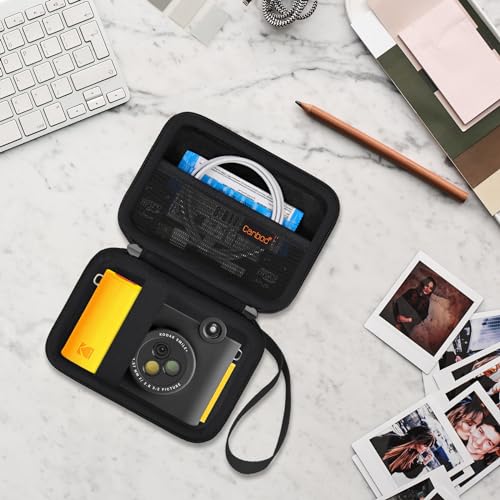 Canboc Carrying Case Compatible with KODAK Smile+ Wireless Digital Instant Print Camera, Mesh Pocket fit Photo Paper, USB Cable, Black (Case Only)