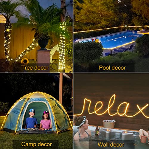 JMEXSUSS Green Halloween Solar Lights, 66 ft 200 LED Rope Lights Outdoor Waterproof, PVC Tube Green Christmas String Lights for Halloween Party Tree Fence Christmas