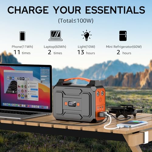 Portable Power Station Bank 146Wh/100W,Apowking Portable Power Bank with AC Outlet 110V for Camping Lithium Battery Backup 39600mAh Solar Charger Power Bank for Camping Home Outdoor Emergency