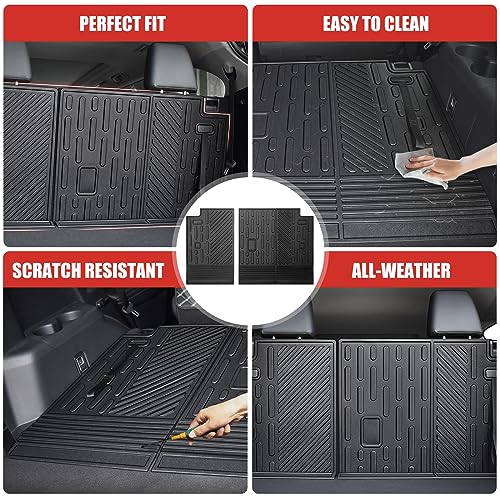 Utiiy Cargo Mat Fit for 2020-2024 Toyota Highlander Backrest Mat TPE Trunk Liner All Weather Seats Back Protector for Highlander 7 Seats Accessories(Backrest Liner)