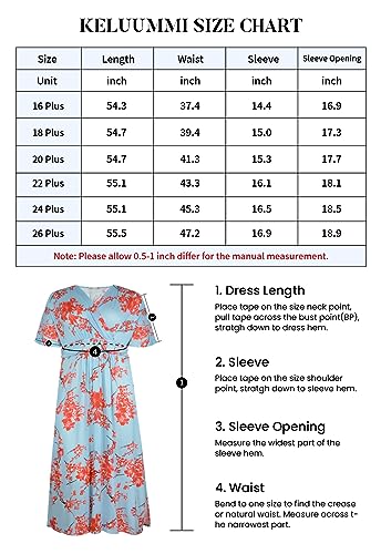 Keluummi Plus Size Wedding Guest Maxi Dress for Curvy Women, Summer Formal Floral Long Wrap Cocktail Dress with 3/4 Sleeve(16 Plus, 01 - Navy Blue Floral)