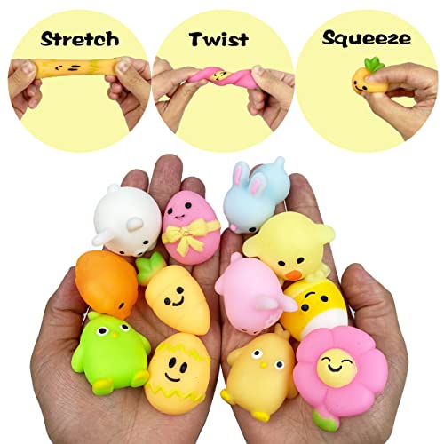 Jofan 36 PCS Easter Mochi Squishy Toys Stress Relief Squishies for Kids Boys Girls Toddlers Easter Basket Stuffers Egg Fillers Gifts Party Favors