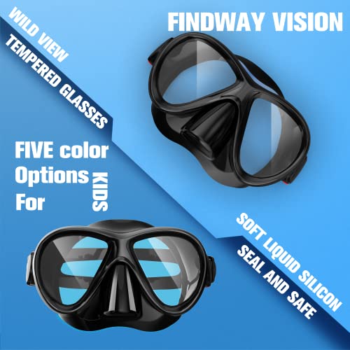 Findway Kids Swim Goggles Snorkel Diving Mask for Youth, Swimming Goggles Anti-Fog 180° Clear View for Kids 4-16 Boy &Girl