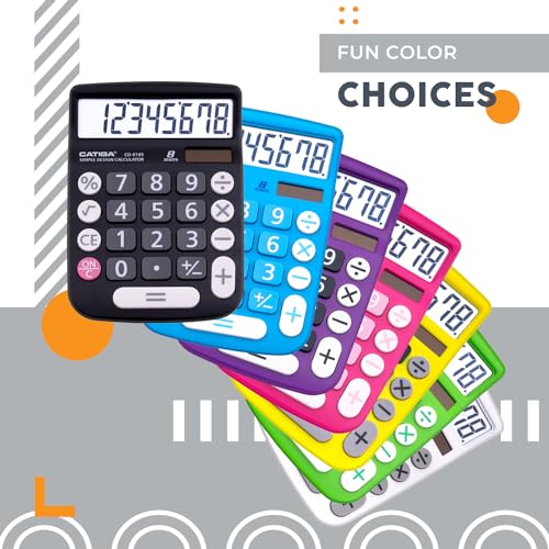 CATIGA Desktop Calculator 8 Digit with Solar Power and Easy to Read LCD Display, Big Buttons, for Home, Office, School, Class and Business, 4 Function Small Basic Calculators for Desk, CD-8185 Black