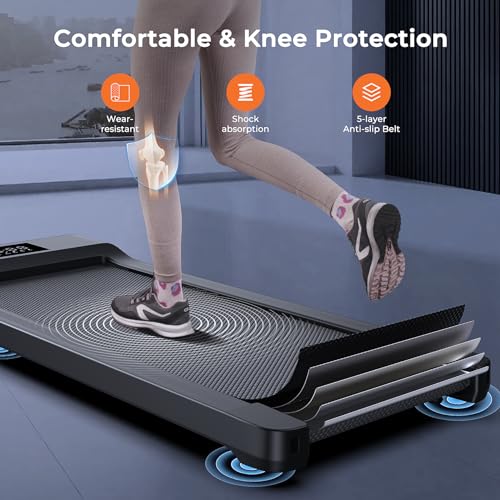 Lacuffy 2024 Upgraded Walking Pad Treadmill, Smart Walking Pads, 2.5HP Quiet Under Desk Treadmill for Home Office Use, Remote Control & App-Enabled, No Assembly Required, 300lbs Weight Capacity