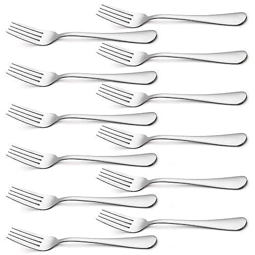 Forks Silverware, Dinner Forks 8 Inches, Briout Forks Set of 12 Premium Food Grade Stainless Steel Forks for Home Kitchen Party Restaurant, Mirror Polished Dishwasher Safe