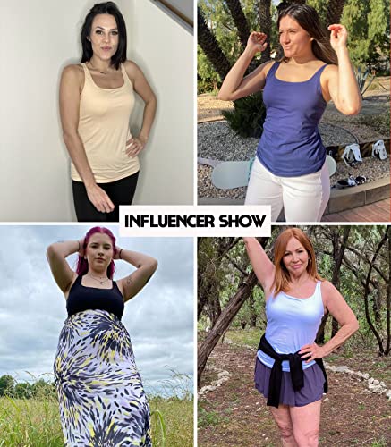 V FOR CITY Women Tank Top with Shelf Bra Adjustable Wide Strap Camisole Cotton Sleeveless Top Homewear M Magenta Purple