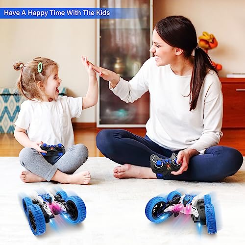 Remote Control Car, Double Sided RC Car, 4WD Off-Road Stunt Car with 360° Flips, 2.4Ghz Indoor Outdoor All Terrain Rechargeable Electric Toy Cars Gifts for Boys Kids 3 4 5 6 7 8 9 10 11 12 Year Old