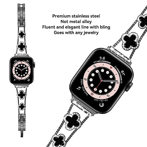 Musk-MSKR Gold Black Women's Watch Band - For Apple Watch Series 9/8/7/6/5/4/3/2/1SE/Ultra Women's Watch Bands, Compatible with Apple Watch 38mm 40mm 41mm 42mm 44mm 45mm 49mm Band.