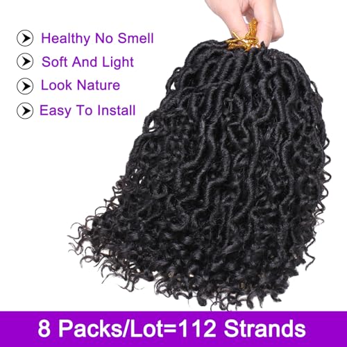 ZRQ Grey Goddess Locs Crochet Hair 14 Inch Boho Faux Locs Hair,8 Packs Pre Looped Bohemian Locs Croceht Boho Hippie Locs, Curly River Soft Locs Hair Extensions TGREY#