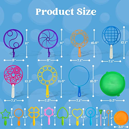 JOYIN Big Bubble Wands Set Bulk for Kids Summer Outdoor Activity Party Favors, 18 Pcs Giant Bubble Maker with Tray, 12" Large, 6 Pcs Bubble Solution Suitable for All Age People