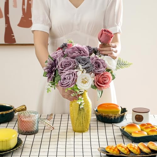 kuujojo Artificial Flowers Combo, Fake Flowers for DIY Tables Centerpieces Baby Shower Bridal Shower Wedding Bouquet Arrangements Party Candle Holder Cake Decor Flower Home Decorations