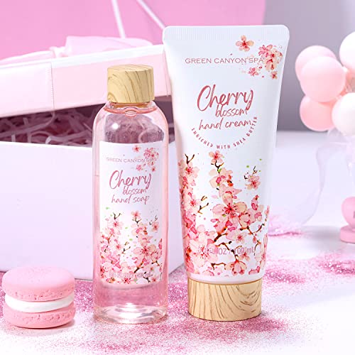 Gift Baskets for Women Cherry Blossom Bath Gift Set with Bubble Bath,Body Lotion Spa Kit for Women Mothers Day Gifts for Mom