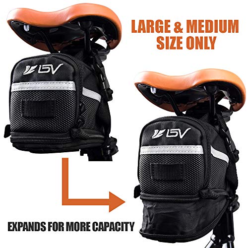 BV Bicycle Strap-On Saddle Bag with perfect Size I With reflective for a Safety ride I Seat Bag, Cycling Bag - Bike Bag for all our essentials, bike bags for bicycles, bike seat bag