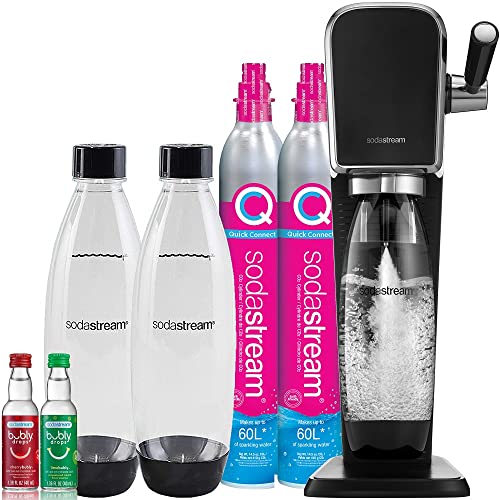 SodaStream Art Sparkling Water Maker Bundle in Black - includes CO2, Carbonating Bottle, and bubly 6-Flavor Variety Pack