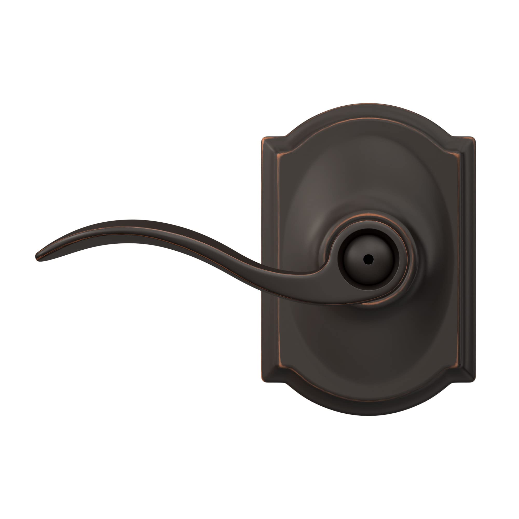 Schlage F40 ACC 716 CAM Accent Door Lever with Camelot Trim, Bed & Bath Privacy Lock, Aged Bronze