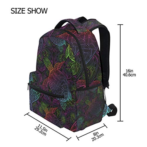 senya School Backpack Boho Sea Turtle Mandala Bookbag for Boys Girls Travel Bag One Size