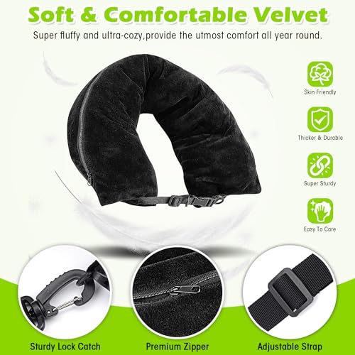 Travel Neck Pillow Stuffable with Clothes,Stuffable Neck Pillow for Traveling,Fillable Travel Neck Pillow Extra Storage Bag,Soft Velvet Neck Pillow Case Cover,Packable for Airplane Travel Essentials