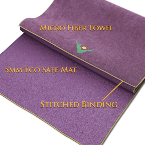 AURORAE Synergy 2in1 Hot Yoga Mat with integrated Non Slip Microfiber Towel. No Slipping No Bunching/Odor Patent Protected, Machine Washable