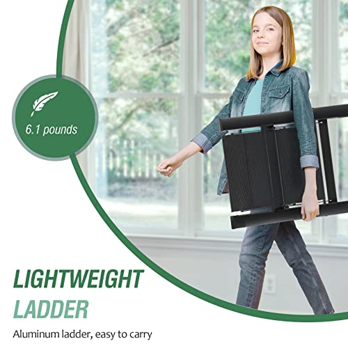 HBTower 2 Step Ladder, Aluminum Ladder, Folding Step Stool for Adults, 330LBS Capacity Sturdy& Portable Ladder for Home Kitchen Library Office, Gold