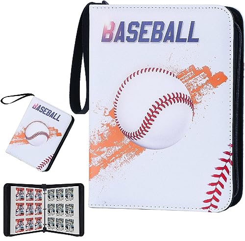 Baseball Trading Card Binder Holder, Sports Card Binder Collectible Trading Card Albums,9 Pocket Card Binder with 50 Removable Sleeves Fits 900 Cards