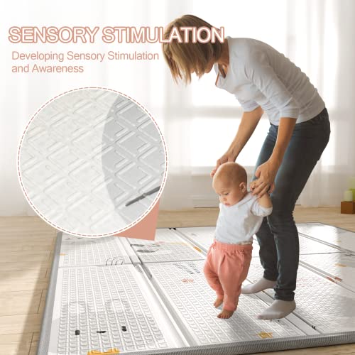 ZEEBABA Baby Play Mat, 47"x47" Foldable & Reversable Play Mat, 0.4" Thick Waterproof Foam Play Mat, Unicorn Baby Mat, Foam Play Mat for Babies and Toddlers for 47 inch Playpen