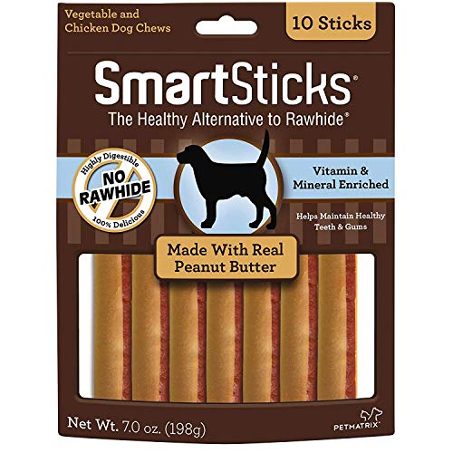 SmartBones SmartSticks, Treat Your Dog to a Rawhide-Free Chew Made With Real Meat and Vegetables, 10 Count (Pack of 1)