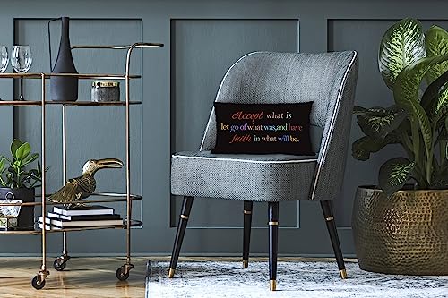 ZNGFON Accept What is Let Go Inspirational Quote Waist Lumbar Black Soft Throw Pillow Covers 18x18 Inch Inspirational Gifts