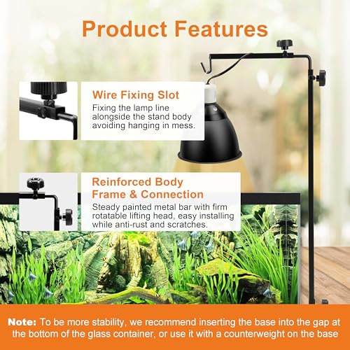 Simple Deluxe 2 Pack Reptile Lamp Fixture Dome Light Dual Deep Cap Combo Integration Heat-Lighting Lamp Double Sockets Bulbs Holder with Independent Switches, for Amphibians Terrarium, Turtle Tank