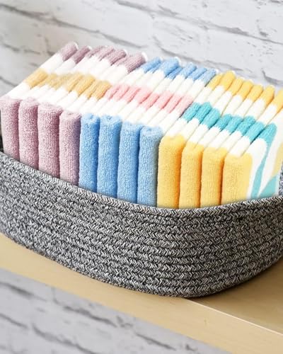Jacquotha Cotton 12 Pack Striped Washcloths, 13 x 13 Inches, 3 Colors - Face and Body Cleansing Towels
