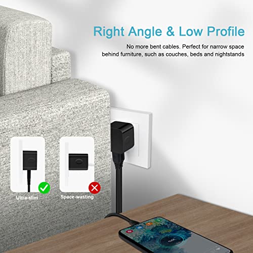 USB Wall Charger,USB Plug,2Pack Flat USB Charger Block Charging Low Profile USB Cube Charger Box Right Angle Plug Adapter for iPad Pro,iPad Mini,iPad Air 1/2/3,iPhone 15 14 13 12 11 Max,Samsung,Pixel