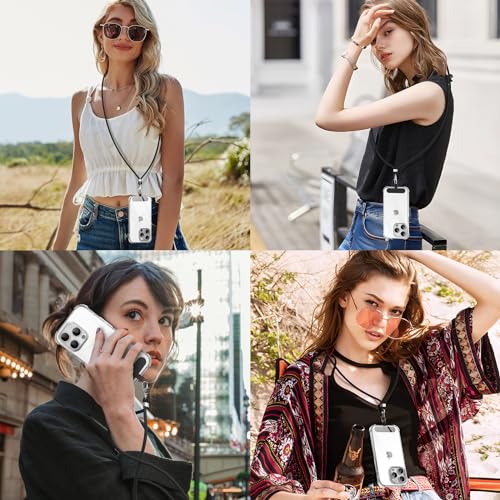 caslord Phone Lanyard, 2× Patches, 1× Polyester Adjustable Strap, Adjustable and Removable Universal Cell Phone Multifunctional Patch Lanyards Compatible with Most Smartphones-Beige