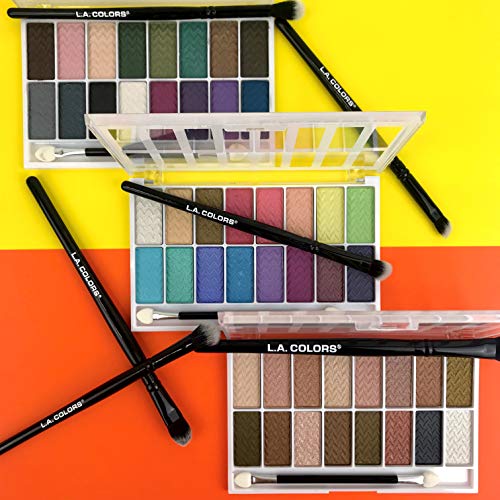 L.A. COLORS 16 Color 1.02 Ounce Eyeshadow Palette and wet n wild 0.13 Ounce Fuchsia with Blue Pearl Hydrating Lipstick Bundle