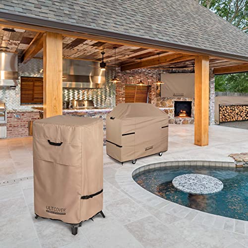 ULTCOVER Waterproof Vertical Electric Smoker Cover 30 inch for Most Square Gas Propane BBQ Smokers Size Upto 19W x 17D x 35H inch, Black