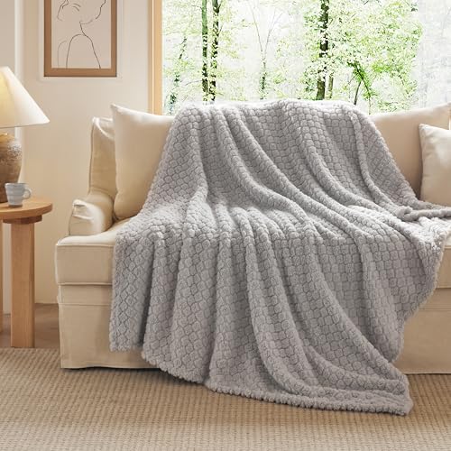 Bedsure Grey Throw Blanket for Couch - Super Soft Cozy Blankets for Women, Cute Small Blanket for Girls, Grey 50x60 Inches