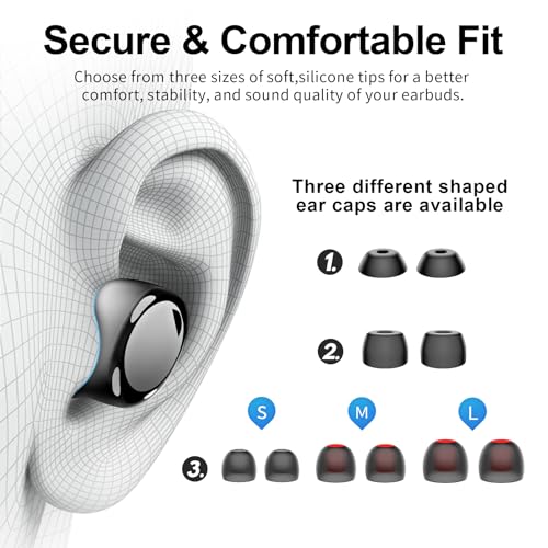kurdene Bluetooth Wireless Earbuds, S8 Deep Bass Sound 38H Playtime IPX8 Waterproof Earphones Call Clear with Microphone in-Ear Bluetooth Headphones Comfortable for iPhone, Android