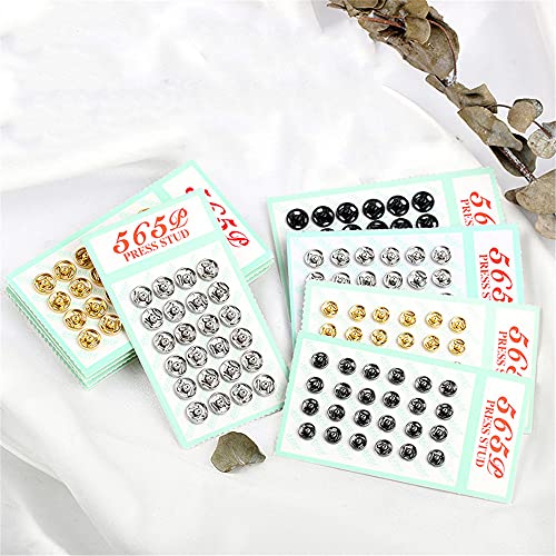 Mini Button Buckle Invisible Metal Snap Buttons Fasteners Press Studs Buttons for Sewing Clothing(Black,6mm)
