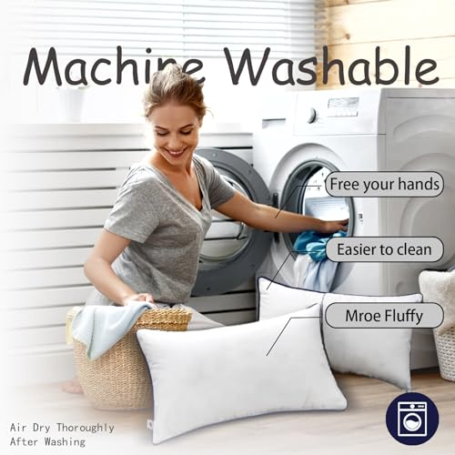 Wuuyuef 12 x 20 Pillow Insert Set of 2 Indoor Throw Pillow Insert, Rectangle Decorative Pillows Inserts, Throw Pillows for Couch,Throw Pillows for Bed,White Throw Pillows