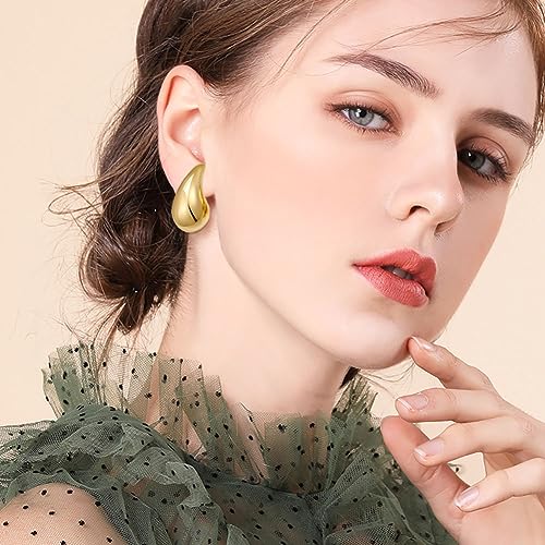 Gold Earring Dupes Chunky Gold Hoop Earrings for Women Teen Girls Trendy Hypoallergenic Stud Post Drop Earrings Jewelry