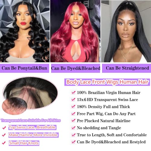 JTMMP Body Wave 13x6 HD Lace Front Wigs Human Hair Pre Plucked 18 Inch Brazilian Virgin Chocolate Brown 200% Density Frontal Wigs Human Hair Coloed #4 Brown Glueless Wigs Human Hair for Women