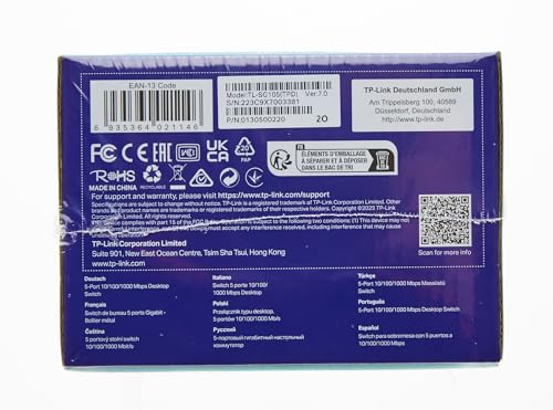 TP-Link TL-SG105, 5 Port Gigabit Unmanaged Ethernet Switch, Network Hub, Ethernet Splitter, Plug & Play, Fanless Metal Design, Shielded Ports, Traffic Optimization