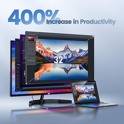Jlink 2K Computer Monitor 32 Inch Monitor, IPS 1440P Monitor with Ultra-Thin Bezel, 104% sRGB Widescreen QHD AMD Display, Freesync and G-sync, HDMI VGA Mini DP+DP 3.5mm AUX Port, HDR Low Blue Light