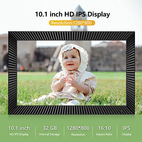 FRAMEO WiFi Digital Photo Frame 10.1 inch with 32GB Internal Storage Smart Digital Photo Frame with IPS Touch Screen 1280x800 Digital Picture Frame Share Photos or Videos Instantly via Frameo APP