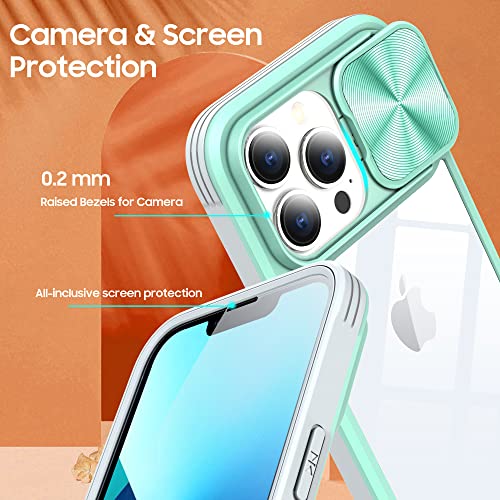 Asuwish Phone Case for iPhone 13 Pro 6.1 inch with Built in Screen Protector and Camera Cover Slide 360 Full Body Slim Clear Bumper Cell Accessories iPhone13Pro 5G i i-Phone i13 iPhone13 13Pro Blue