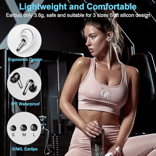 Wireless Earbuds Bluetooth 5.3 Headphones 48H Stereo Earphones in Ear with 4 ENC Mic Clear Calls, Noise Cancelling Ear Buds with LED Display Charging Case, IP7 Waterproof Sport Headset for Android iOS